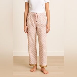 Guagoa Green Label Women's Pink/White Lounge Pants w Travel Pouch NWT L #1649